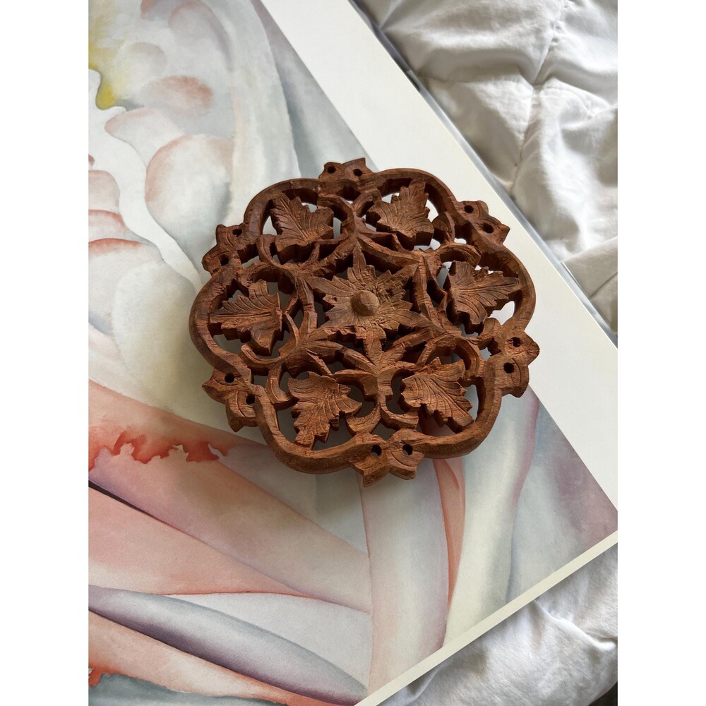 Vintage Carved Wood Trivet